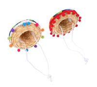 TOYANDONA 2pcs Mini Sombrero Hats for Pets, Small Straw Sombreros with Unique Mexican Hat Design, Breathable Non-woven Fabric, for Dog Party and Photography, Festive Cinco De Mayo Accessory
