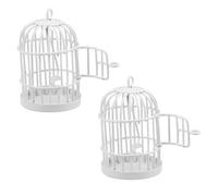 TOYANDONA 2pcs Miniature Metal Birdcage with Smooth Swinging Door for Dollhouse and Fairy Garden DIY Projects Vintage Style Hanging Ornament Sturdy Wire Frame for Model Makers and Home Decor