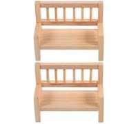 TOYANDONA 2Pcs Miniature Wooden Bench Model for Doll House Furniture, Mini House Bench Decor, 3.15x2.4x2.76 Inches, Ideal for Mini Garden and Photo Props