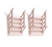TOYANDONA 2PCS Miniature Wooden Staircase Model with Handrail Realistic DIY Dollhouse Steps for Fairy Garden Scene Accessories Sturdy Wood Construction for Lasting Beauty