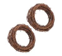 TOYANDONA 2pcs Natural Grapevine Twig Garland Rattan Wreath Hoop Handwoven DIY Crafts Decor for Christmas Wedding Party Holiday Home Wall Hanging