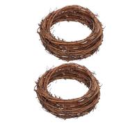 TOYANDONA 2pcs Natural Grapevine Twig Vine Wreaths Rustic Rattan Garland DIY Craft Base for Christmas Wedding Party Front Door Wall Hanging Decoration