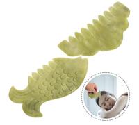 TOYANDONA 2Pcs Natural Jade Scalp Massager Combs Portable Gua Sha Massage Tools for Head Neck Body Smooth Teeth for Blood Flow Boost and Hair Care