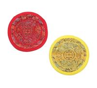 TOYANDONA 2pcs Nepal Handmade Buddha Sound Bowl Cushions, 14cm Singing Bowl Pads with Yellow and Red Cloth, Buddhist Supplies Mat for Meditation and Sound Healing