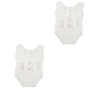 TOYANDONA 2pcs Newborn Photography Outfits Girl Photoshoot Costumes Bodysuit Bow Design