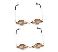 TOYANDONA 2Pcs Novelty Mushroom Sunglasses UV Protection Retro Rimless Irregular Frames Lightweight Shades for Festivals Prom Rave Unisex Summer Outdoor Fun