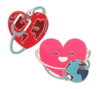 TOYANDONA 2pcs Nurse Brooch Pins Heart Metal Badge with Earth Globe Design Enamel Medical Student Doctor Lapel Pins for Work Uniforms