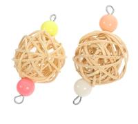 TOYANDONA 2pcs Parrot Chew for Medium and Large Birds Hanging Rattan Ball Birdcage Foraging Safe Bird Chewing Circle with Decorative Design for Cage Suspension and Play