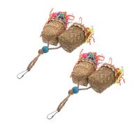 TOYANDONA 2pcs Parrot Chewing Hanging Palm Leaf Woven Foraging Bird Cage Bite Chew for Parakeets and Small Birds