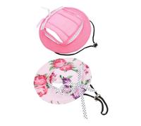 TOYANDONA 2Pcs Pet Bucket Hats with Ear for Small Dogs and Cats Breathable Mesh Sun Visor Caps for Summer Beach Photo Shoots and Outdoor Parties
