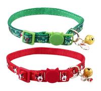TOYANDONA 2pcs Pet Cat Collar Christmas Xmas Decor for Pet Cat Adjustable Neck Collar Accessories for Holiday Cosplay Wear