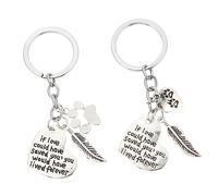 TOYANDONA 2pcs Pet Memorial Keychains Alloy Dog Paw Footprint Keyrings for Dog Lovers Hand Engraved Keepsake Keyring Pet Bereavement for Remembrance
