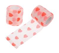TOYANDONA 2pcs Pet Self Bandage Wrap for Dogs Cats Birds Non Woven Tape for Paws Legs Cute Love Pattern for From Dirt Injuries Easy to Apply Gentle Skin
