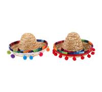 TOYANDONA 2pcs Pets Straw Hat: Funny Mexican Sombrero Cap Party Decorations Cinco De Mayo Pets Hats For Small Animal Dog Puppy Cat Costume