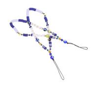 TOYANDONA 2pcs Phone Hanging Beads Chain with Polymer Clay and Acrylic Material, Anti-lost Protection and DIY Decor, Creative Bohemian Style Keychain and Bag Accessory for Mobile Phones