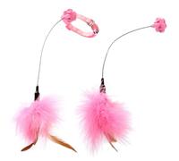 TOYANDONA 2pcs Pink Cat Teaser Stick with Plumes, Carbon Steel and Silicone