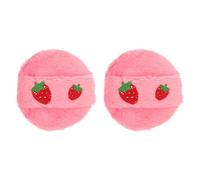 TOYANDONA 2pcs Pink Embroidered Cartoon Plush Face Powder Puff Set, Large round Washable Body Dusting Powder Applicator with Soft Polyester Material for Home Use