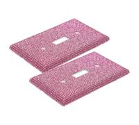 TOYANDONA 2pcs Pink Rhinestone Light Switch Cover Decorative Single Toggle Wall Plate with Sturdy Plastic Material for Bedroom and Kitchen Modern Home Decor