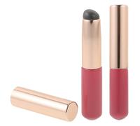 TOYANDONA 2pcs Pink Silicone Lip Brush Set Dustproof Cap Round Head Lipstick and Concealer Applicator for Precise Lip Makeup and Blending Portable Balm and Mask Tool for Women