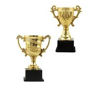 TOYANDONA 2Pcs Plastic Gold Trophies Kids Competition Prize Cups Toy School Rewarding Supplies Models for Kindergarten Party Celebrations Award Ceremony