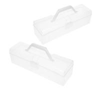 TOYANDONA 2pcs Plastic Storage Bin Portable PP Project Case Handheld Storage Box Large Capacity Design for Artists and Office Workers and Art Craft Sewing Supplies