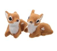 TOYANDONA 2pcs Plush Reindeer Figurines Small Christmas Deer Ornaments Soft Lifelike Shelf Decor for Holiday Party Home Office Festive Xmas Decoration