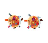 TOYANDONA 2pcs Plush Sensory Balls with Soothing Bells Soft Tag Cloth for Early Educational Development Easy Grasp Montessori Comforter for Crib and Hand Eye Coordination
