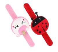 TOYANDONA 2Pcs Plush Slap Bracelets with Stuffed Purse Design Lightweight Animal Wristbands for Birthday Christmas Jungle Theme Parties Stocking Stuffers for Boys