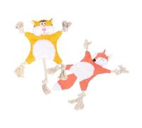 TOYANDONA 2pcs Puppy Teething Chew No Stuffing Cartoon Dog Molar for Healthy Teeth Durable Pet Chewing Engaging Fox Tiger Design for Puppy Playtime