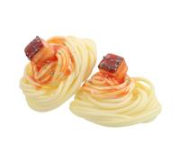 TOYANDONA 2pcs Realistic Artificial Noodles PVC Spaghetti Models for Restaurant Display and Party Decoration Detailed Marbled Meat Fake Food Props for Dining Table and Theatrical Use
