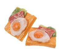 TOYANDONA 2pcs Realistic Faux Bacon and Egg Toast Model PU Artificial Food Props for Cafe Bakery Restaurant Display Food Photography and Visual Merchandising Decor