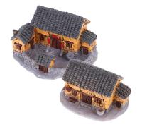 TOYANDONA 2pcs Resin Mini Diy Cottage House Decorations for Garden Micro Landscape Ornaments Yellow Wall Yard, White Box Packaging, Moss Micro Landscape Flowerpot Decor