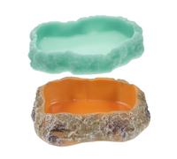 TOYANDONA 2pcs Resin Reptile Feeding Bowls for Snakes and Turtles Glow the Dark and Grey Water Food Dishes Wear Resistant Smooth Surface Easy to Clean Pet Feeder Bowls for Terrariums