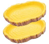 TOYANDONA 2Pcs Resin Reptile Water Holder Tortoise Feeding Basin for Indoor Use Non Slip Design for Lizards and Snakes Easy to Clean and Maintain for Reptile Habitats