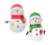 TOYANDONA 2pcs Resin Snowman Figurines with Hats Compact Xmas Micro Landscape Ornaments Festive Decorations for Holiday Dollhouse Garden and Tabletop Display