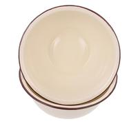 TOYANDONA 2Pcs Retro Enamel Bowl Deepened Ivory White Decorative Soup Basin Multipurpose Kitchen Food-Grade Porcelain for Washing Rice Mixing Dough and Serving
