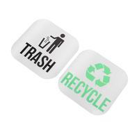 TOYANDONA 2pcs Reusable Waste Recycle Stickers for Trash Bin and Metal Bins with Universal Symbol Recognition, Silver Stainless Steel Magnetic Labels for Schools and Offices