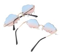 TOYANDONA 2pcs Rimless Sunglasses for Women Lightweight Cloud Shape Stylish Sunglasses Metal and PC Material Practical in Use for Photo Shoots and Birthdays
