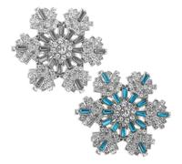 TOYANDONA 2PCS Rotating Snowflake Brooch Pins - 3D Rhinestone Bling Lapel Pin for Women - Christmas Winter Holiday Costume Jewelry - Sweater Scarf Shawl Clasp