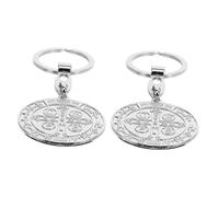 TOYANDONA 2pcs Round Metal Keychains Elegant Pendant Trinkets for Crafts Sophisticated Jewelry Ornaments with Encouraging Words Accessories for Key Organization and Giving