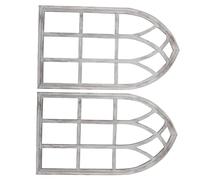 TOYANDONA 2pcs Rustic Cathedral Style Arched Window Frame Wall Decor in Beige Wood, Sturdy Build with Architectural Elements, for Living Rooms and Themed Spaces Farmhouse Window Frame