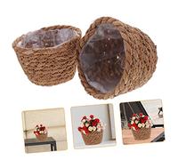 TOYANDONA 2Pcs Rustic Hand Woven Plant Baskets Natural Seagrass Flower Planter Containers for Indoor Plants Small Random Color Decorative Pots Random Color