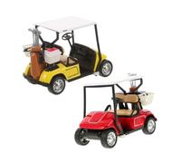 TOYANDONA 2pcs Scale Pullback Golf Cart Model Alloy Miniature Desktop Decor for Golf Enthusiasts Battery Fun Office and Home Ornament Red Yellow