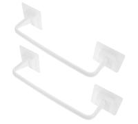 TOYANDONA 2pcs Self Adhesive Bathroom Towel Rack Wall Mounted Hand Towel Holder Plastic Waterproof Bar with No Drill Installation Space-saving Design for Bathroom or Laundry Room