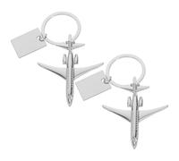 TOYANDONA 2pcs Silver Metal Airplane Keychains Creative 3d Aircraft Pendant Key Ring Set for Travel, Aviation Enthusiasts and Pilot