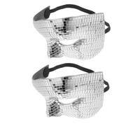 TOYANDONA 2pcs Silver Reflective Half Face Masquerade Mirror Masks Lightweight Plastic and Glass Material Stylish Disco Ball Design for Carnival and Dance Events