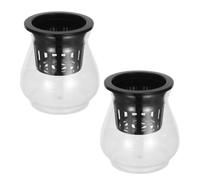 TOYANDONA 2pcs Small Betta Fish Tank with Hydroponic Planting Basket, Plastic Aquarium for Ornamental Fish, Easy to Clean, No Soil Required, Miniature Natural Decor for Home or Table