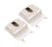 TOYANDONA 2pcs Small Guinea Pig Feeding Bags with Hanging Brown Fabric Pouch, Slow Feeder for Rabbits and Small Pets, Cage Hanging Hay Container for Home Use