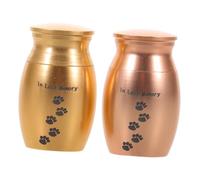 TOYANDONA 2pcs Small Metal Pet Ashes Urns with Paw Print Compact Dog Memorial Keepsake Boxes for Puppy and Cat Cremation Ashes Elegant Gold Rose Gold Pet Urns for Dogs and Cats