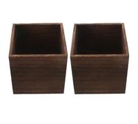 TOYANDONA 2pcs Square Planter for Tabletop with Breathable Design and Solid Wood Material, Small Square Planter Box for Succulents and Moss Landscapes, for Indoor Plant Decorations and Home